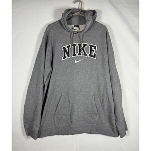 Nike Grey Pullover Hoodie Mens XXL Embroidered Letters Kangaroo Pockets VTG Y2K